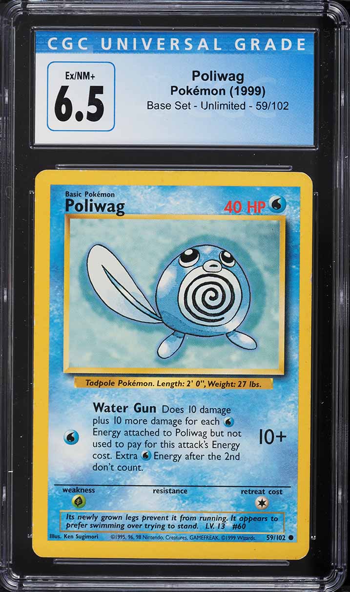 1999 Pokemon Base Set Poliwag #59 CGC 6.5 EXMT+