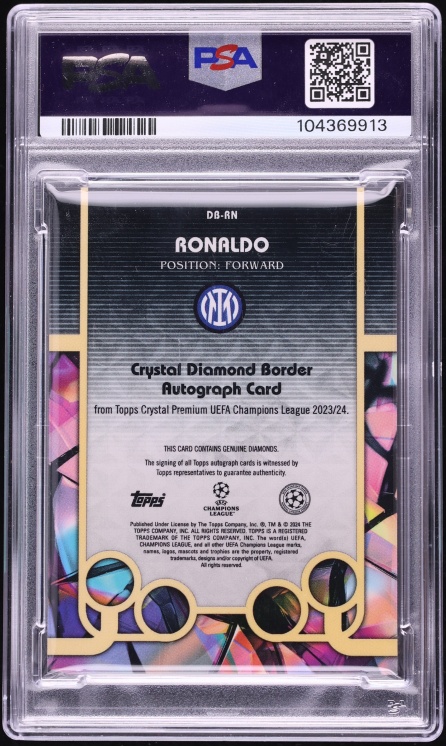2023 Topps Crystal Premium UEFA CC Diamond Border Ronaldo AUTO 1/1 #DB-RN PSA 7 NRMT