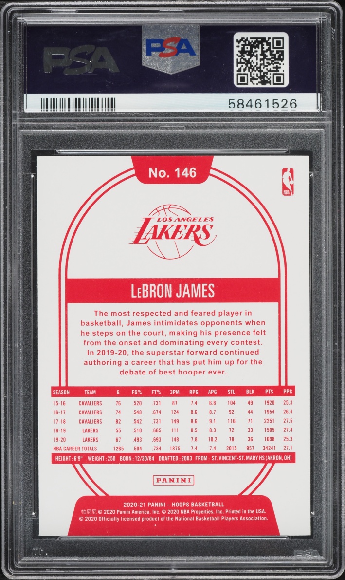 2020 Hoops Red Back LeBron James #146 PSA 9 MINT