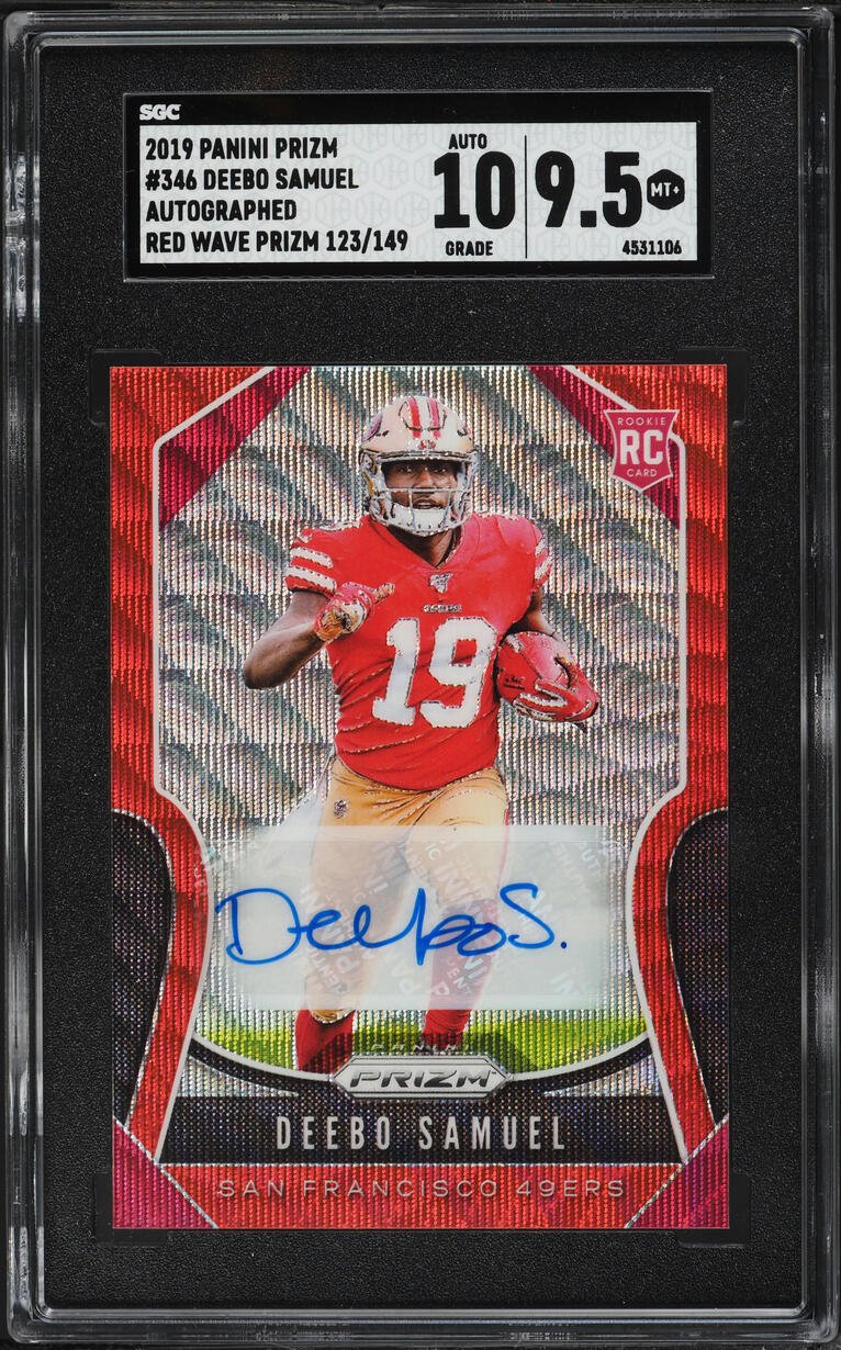 2019 Panini Prizm Red Wave Deebo Samuel ROOKIE AUTO /149 #346 SGC 9.5 MINT+