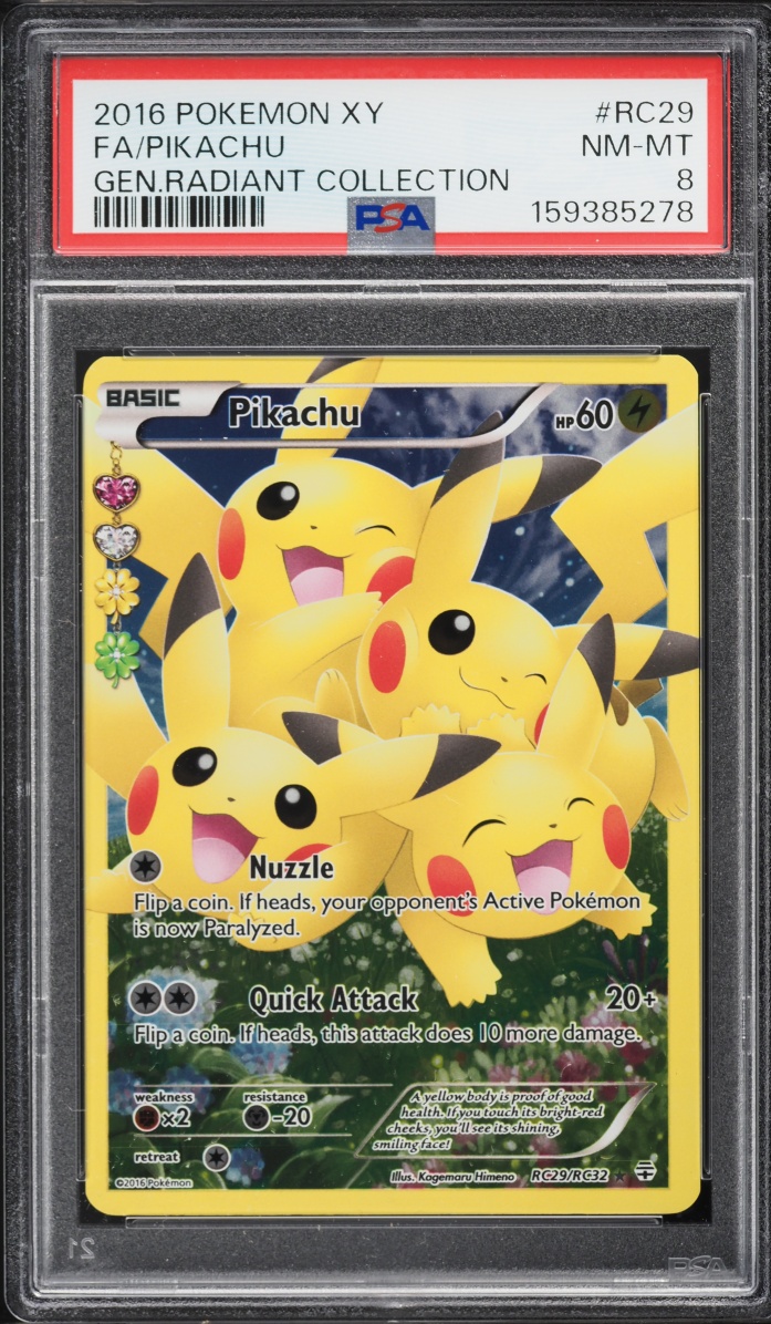 2016 Pokemon XY Generations Radiant Collection Full Art Pikachu #RC29 PSA 8 NM-MT