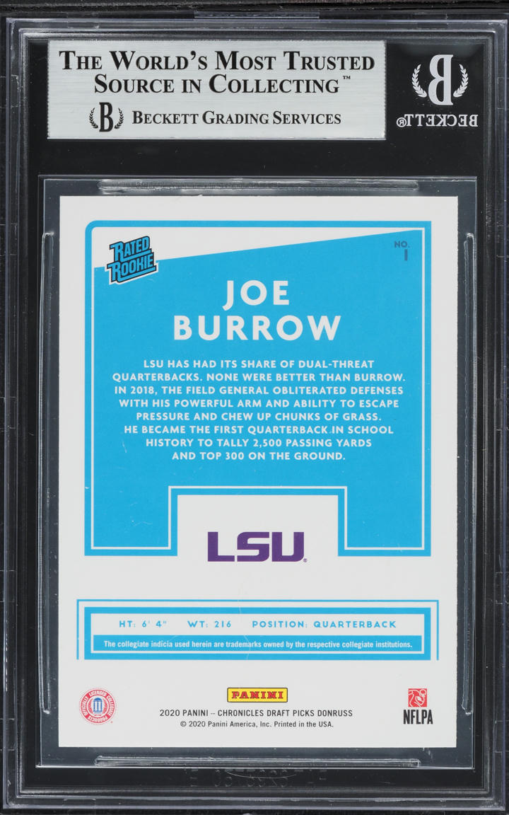 2020 Panini Chronicles Draft Donruss Joe Burrow ROOKIE #1 BGS 9 MINT