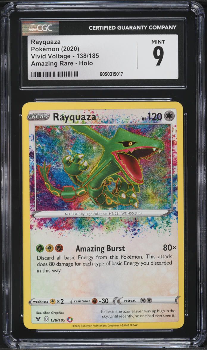 2020 Pokemon Sword & Shield Vivid Voltage Amazing Rare Rayquaza #138 CGC 9 MINT