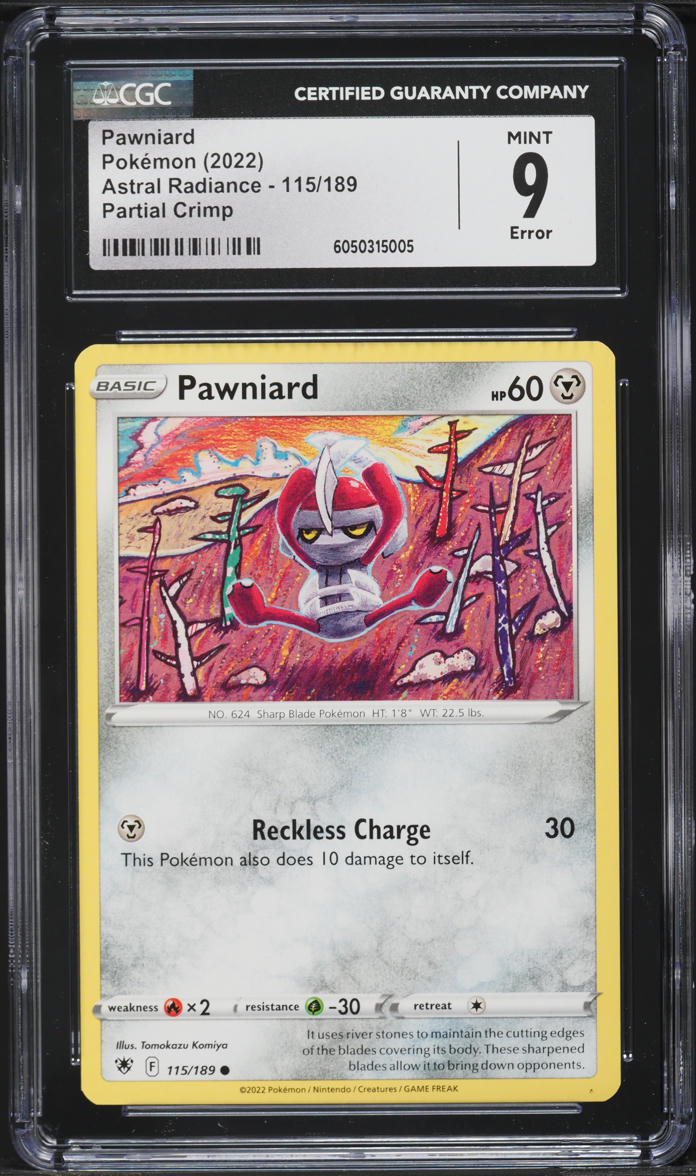 2022 Pokemon SWSH Astral Radiance Partial Crimp Pawniard #115 CGC 9 MINT