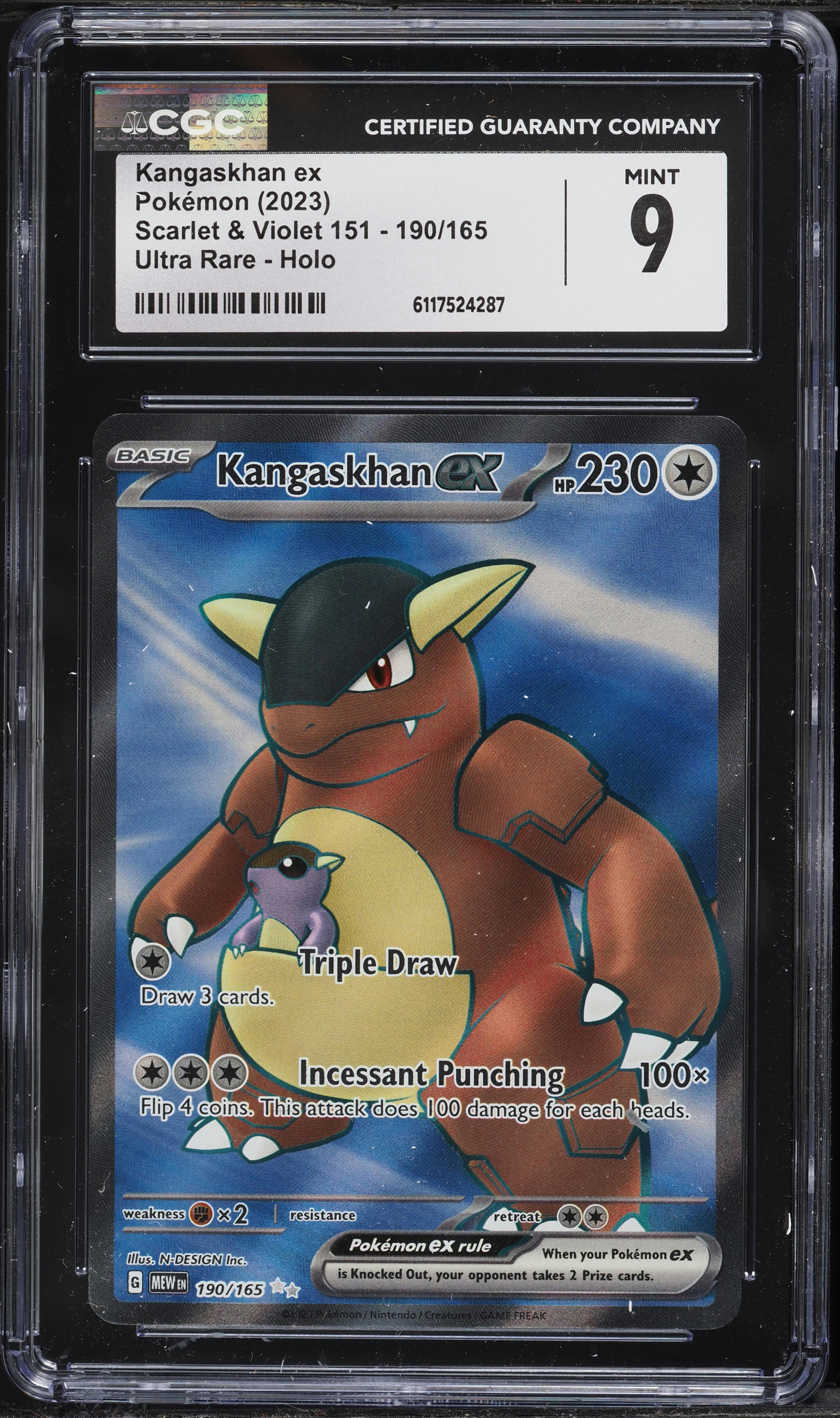 2023 Pokemon Scarlet & Violet 151 Full Art Kangaskhan ex #190 CGC 9 MINT