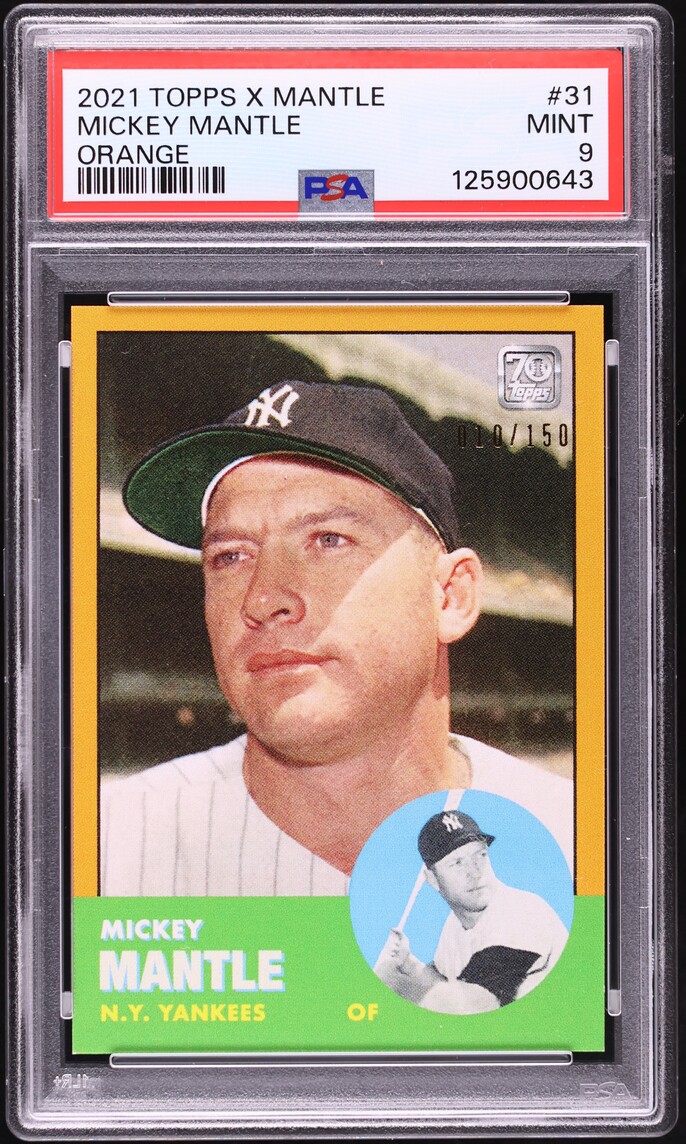 2021 Topps X Mantle Collection Orange Mickey Mantle /150 #31 PSA 9 MINT