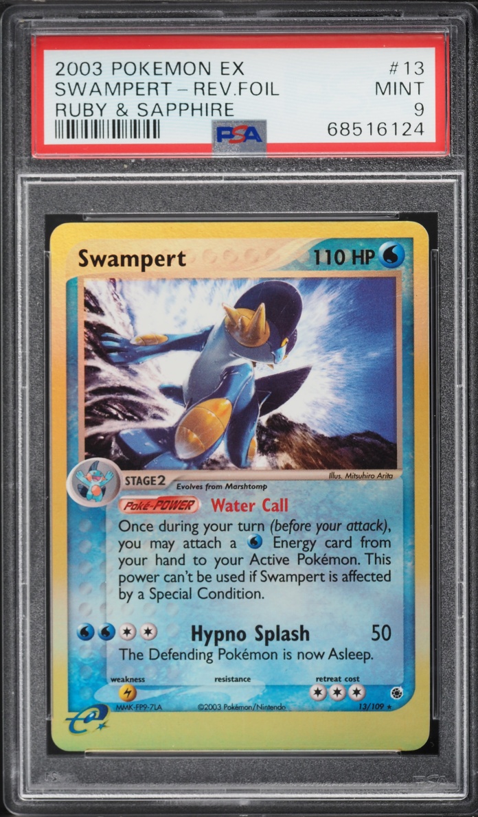 2003 Pokemon EX Ruby & Sapphire Reverse Holo Swampert #13 PSA 9 MINT