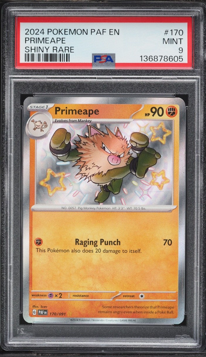 2024 Pokemon Scarlet & Violet Paldean Fates Shiny Primeape #170 PSA 9 MINT
