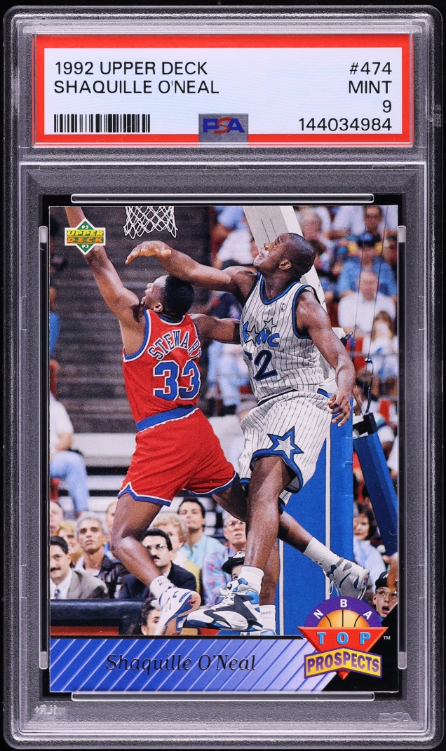 1992 Upper Deck Basketball Shaquille O'Neal ROOKIE #474 PSA 9 MINT