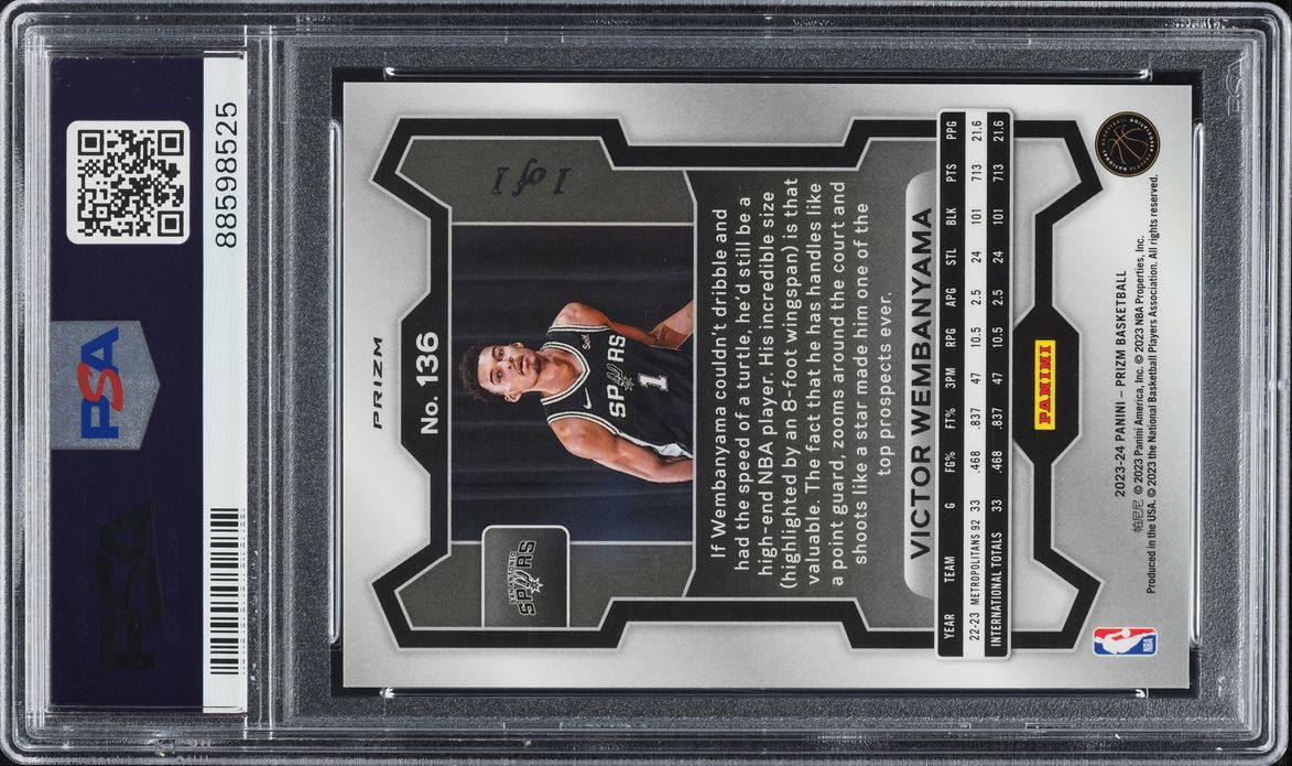 2023 Panini Prizm Black Shimmer FOTL Victor Wembanyama ROOKIE 1/1 #136 PSA 9