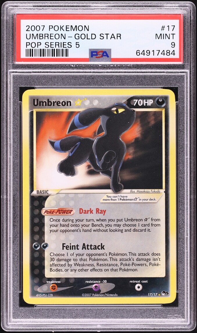 2007 Pokemon Pop Series 5 Umbreon Gold Star #17 PSA 9 MINT