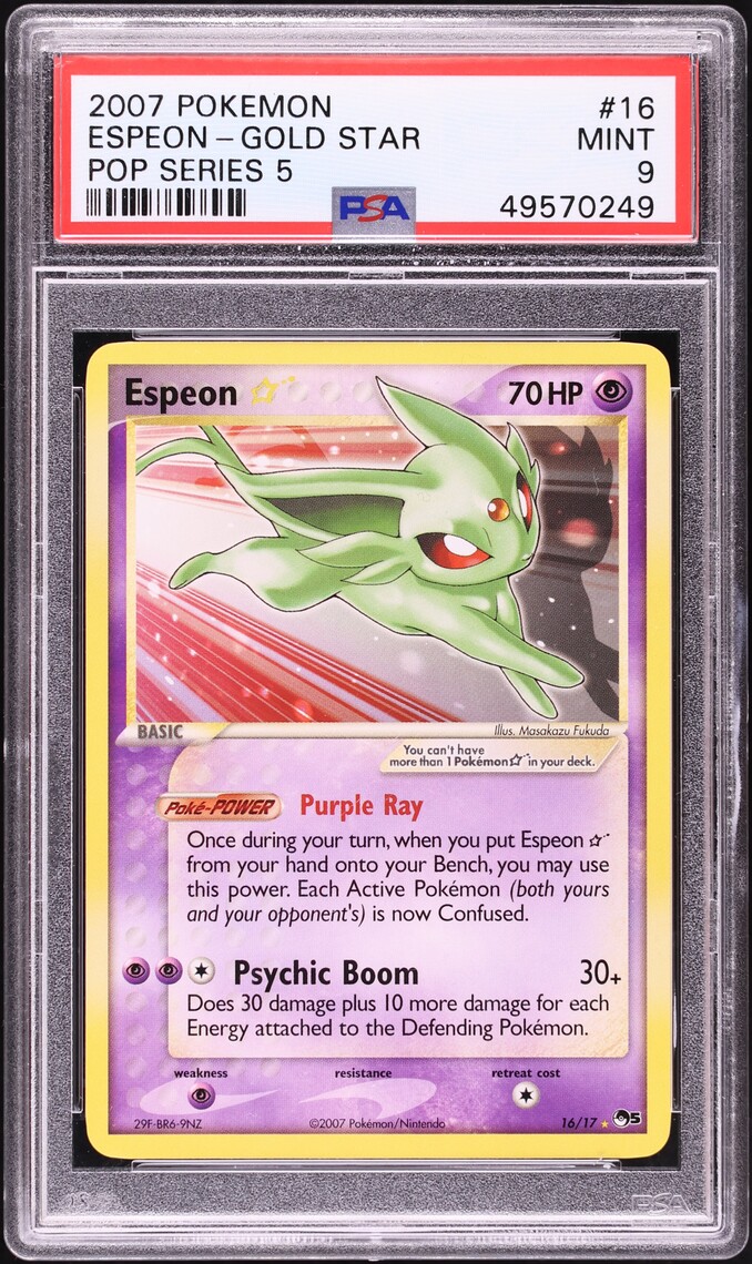 2007 Pokemon POP Series 5 Holo Espeon Gold Star #16 PSA 9 MINT