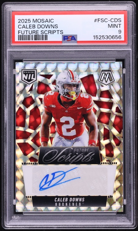 2025 Panini Mosaic Future Scripts Caleb Downs ROOKIE AUTO #FSC-CDS PSA 9 MINT