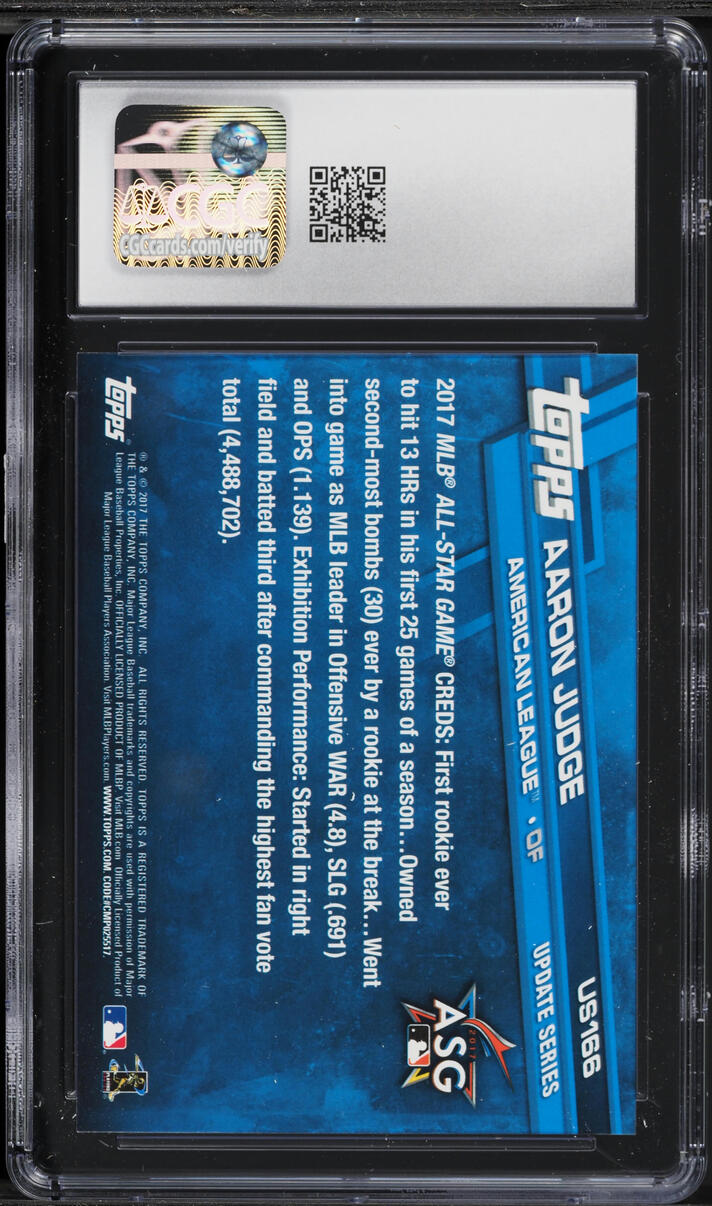 2017 Topps Update Aaron Judge ROOKIE #US166 CGC 10 GEM MINT