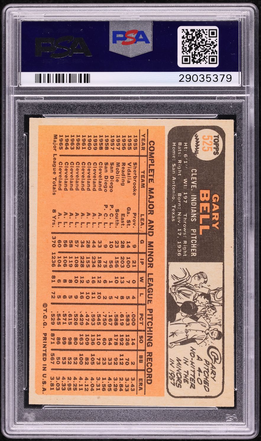 1966 Topps Gary Bell SHORT PRINT #525 PSA 7 NRMT