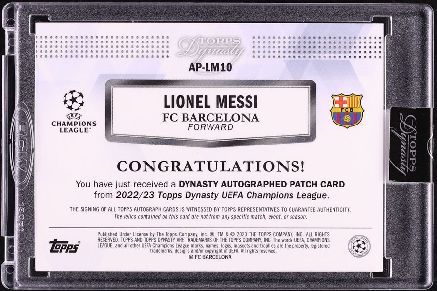 2022 Topps Dynasty UEFA Champions League Lionel Messi PATCH AUTO /10 #AP-LM10 - Photo 2
