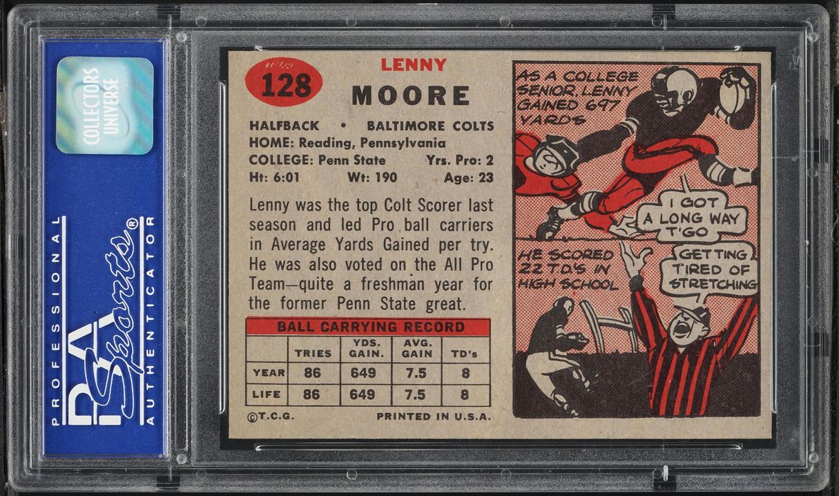 1957 Topps Football Lenny Moore #128 PSA 8 NM-MT