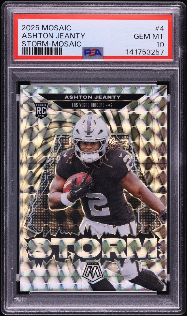 2025 Panini Mosaic Storm Mosaic Ashton Jeanty ROOKIE #4 PSA 10 GEM MINT