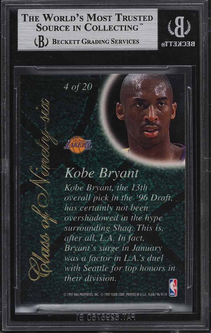 1996 Flair Showcase Class Of '96 Kobe Bryant ROOKIE #4 BGS 8.5 NM-MT+