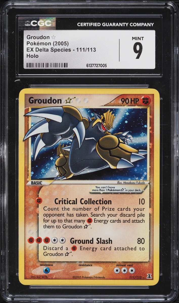 2005 Pokemon EX Delta Species Holo Gold Star Groudon #111 CGC 9 MINT