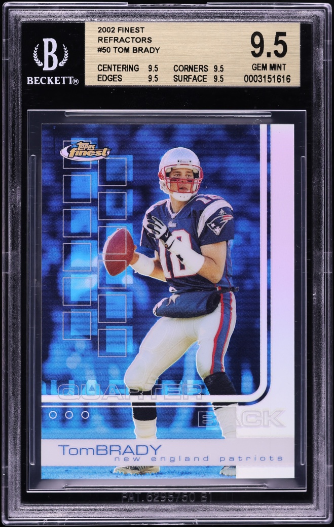 2002 Finest Refractor Tom Brady /250 #50 BGS 9.5 GEM MINT