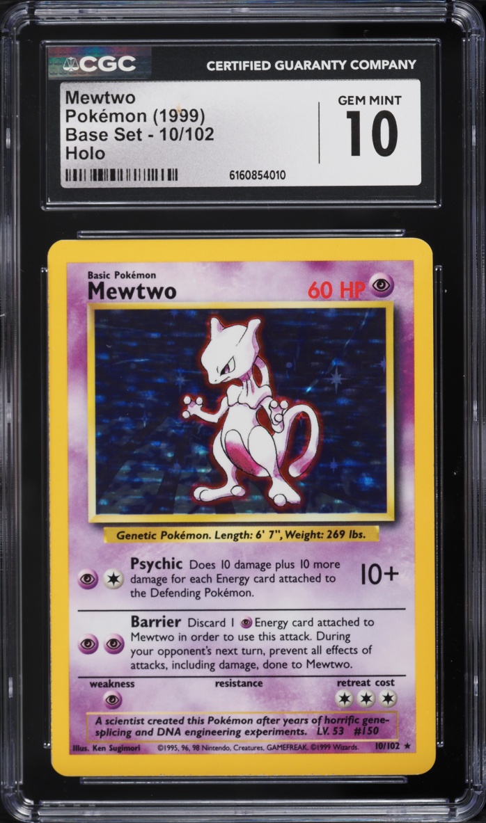 1999 Pokemon Base Set Holo Mewtwo #10 CGC 10 GEM MINT