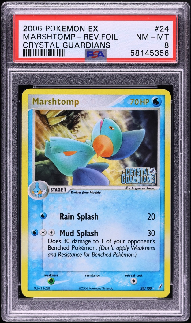 2006 Pokemon EX Crystal Guardians Reverse Holo Marshtomp #24 PSA 8 NM-MT