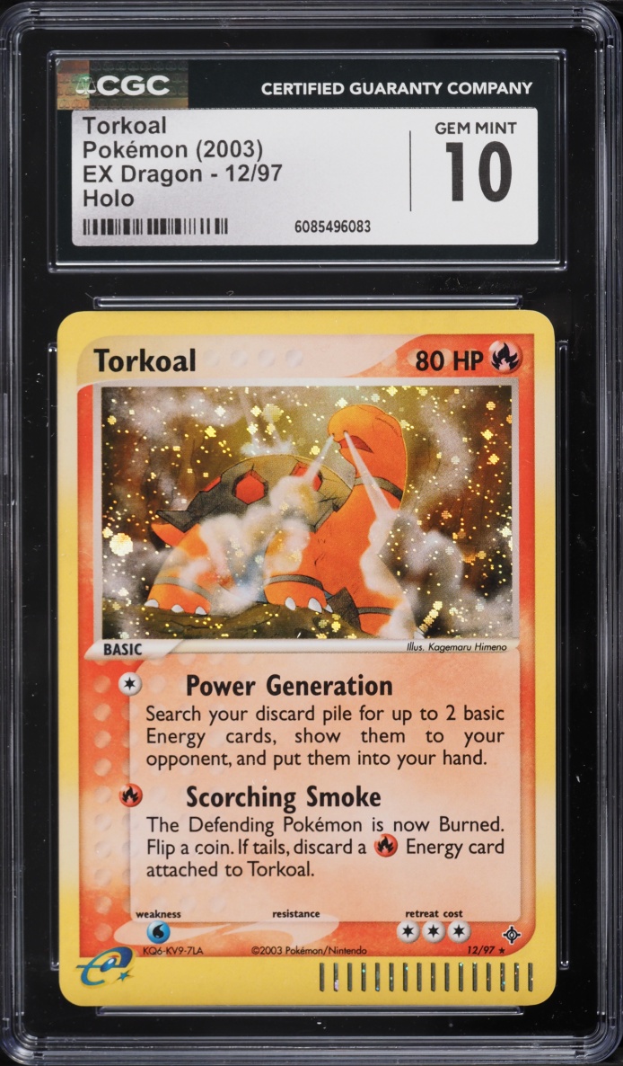2003 Pokemon EX Dragon Holo Torkoal #12 CGC 10 GEM MINT