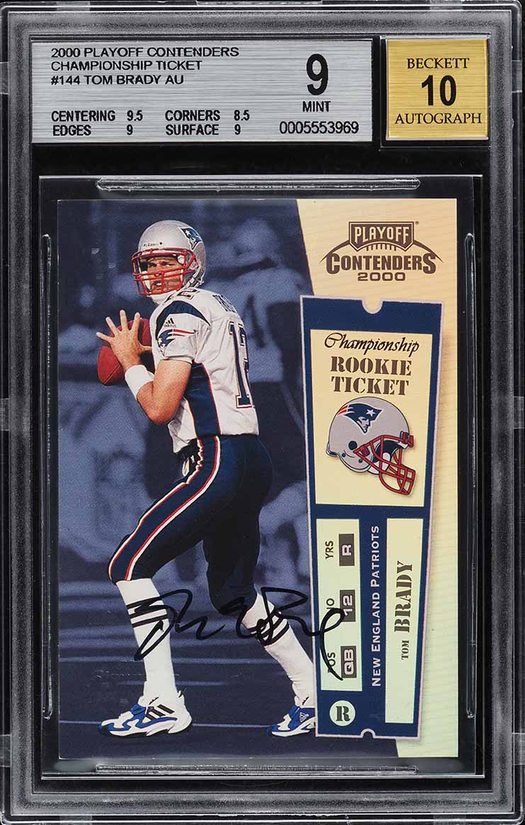 2000 Playoff Contenders Championship Ticket Tom Brady RC AUTO /100 #144 BGS 9