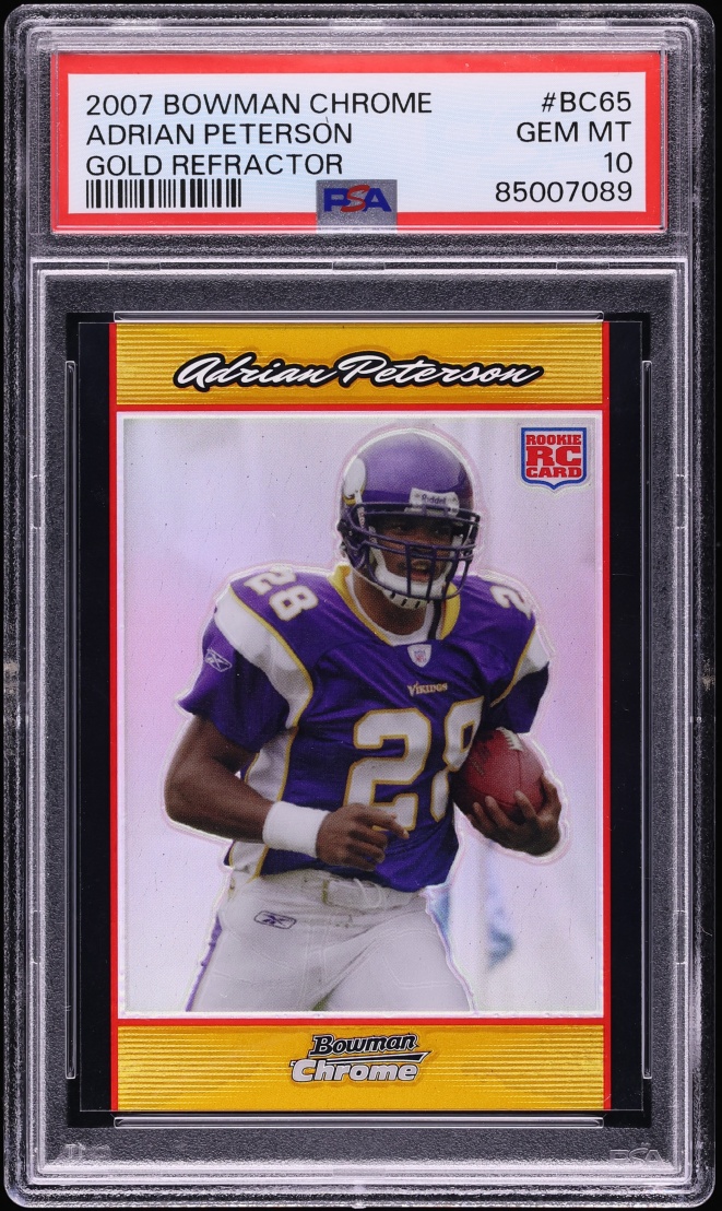 2007 Bowman Chrome Gold Refractor Adrian Peterson ROOKIE /50 #BC65 PSA 10 GEM MINT - Photo 1