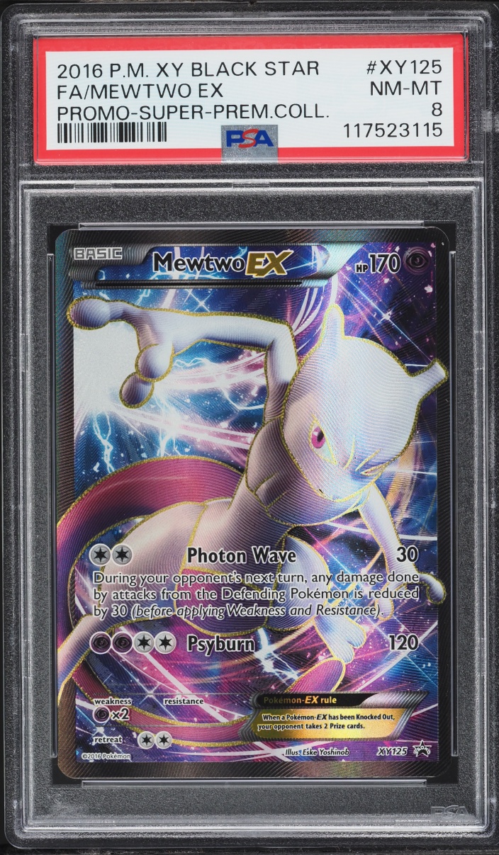 2016 Pokemon XY Black Promo Premium Collection Full Art Mewtwo EX #XY125 PSA 8 NM-MT