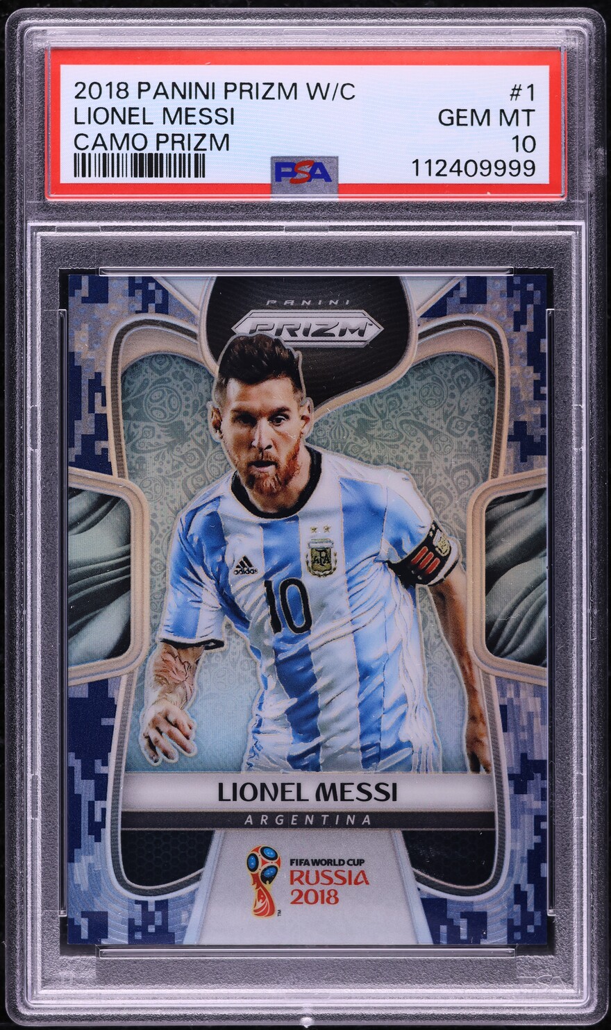 2018 Panini Prizm World Cup Camo Lionel Messi /20 #1 PSA 10 GEM MINT