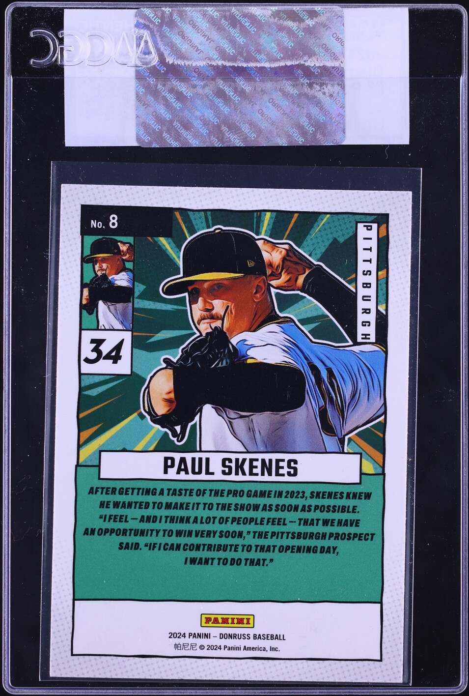 2024 Donruss Diamond Marvels Paul Skenes ROOKIE #8 CGC AUTH