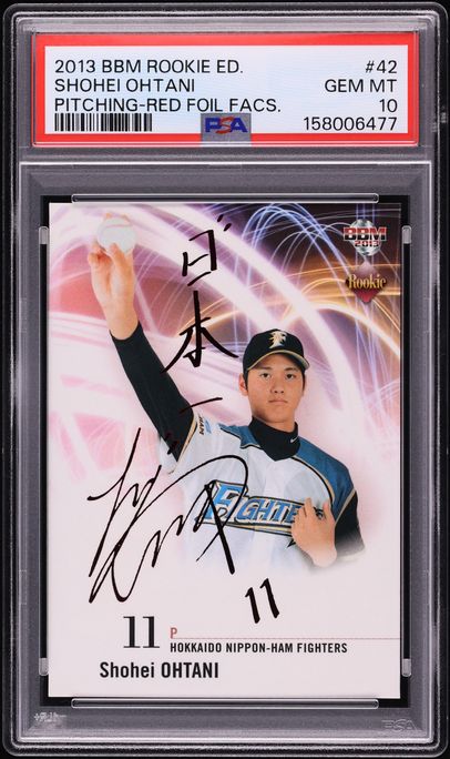2013 BBM Edition Red Foil Facsimile Pitching Shohei Ohtani ROOKIE /30 #42 PSA 10 GEM MINT
