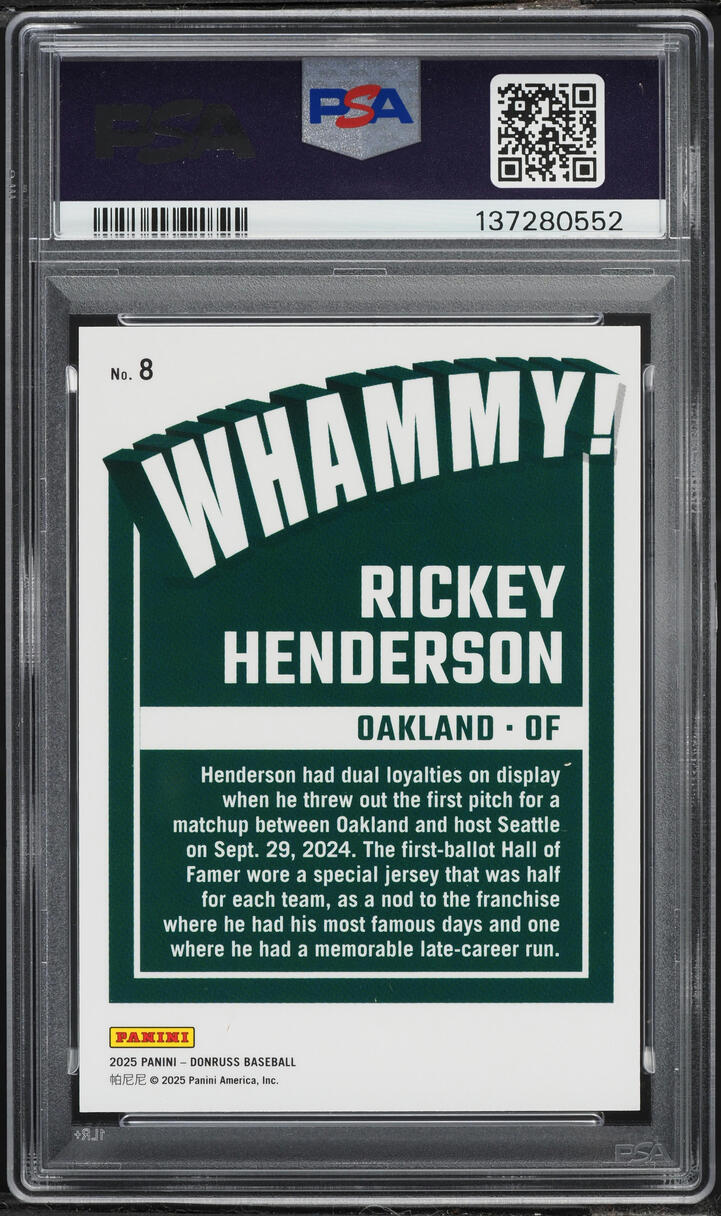 2025 Donruss Whammy! Rickey Henderson #8 PSA 9 MINT