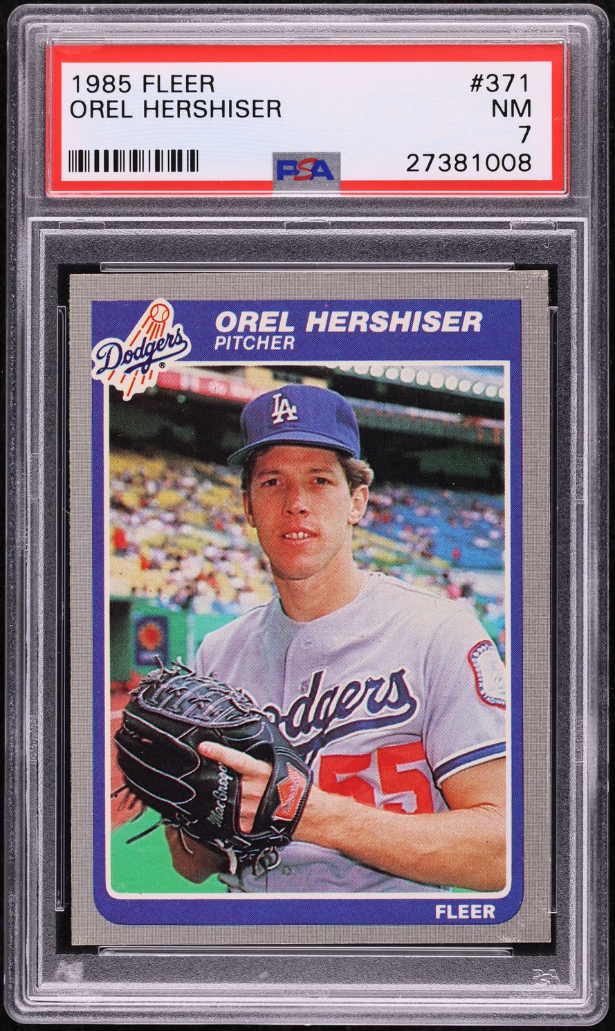 1985 Fleer Orel Hershiser ROOKIE #371 PSA 7 NRMT