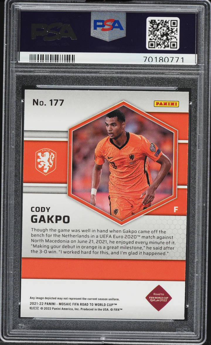 2021 Panini Mosaic Road To World Cup Cody Gakpo ROOKIE #177 PSA 9 MINT