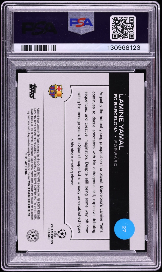 2024 Topps Chrome UEFA Club Competitions Lamine Yamal #27 PSA 10 GEM MINT
