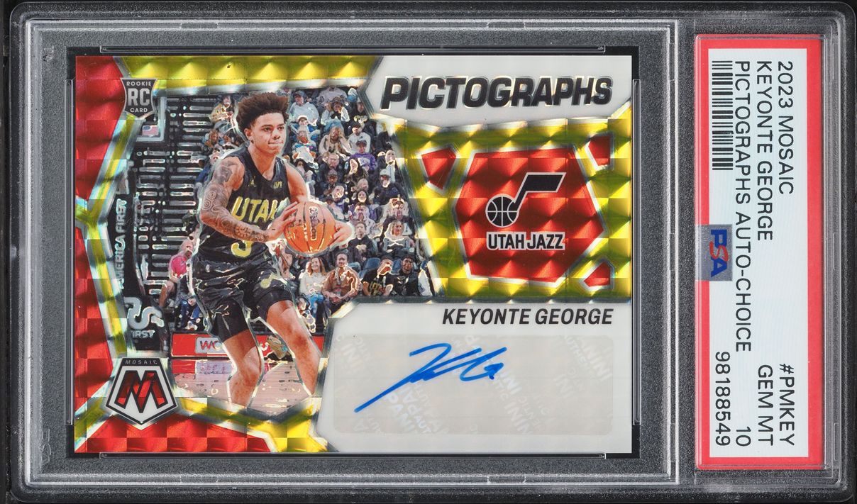 2023 Panini Mosaic Pictographs Mosaic Choice Keyonte George ROOKIE AUTO #PM-KEY PSA 10 GEM MINT