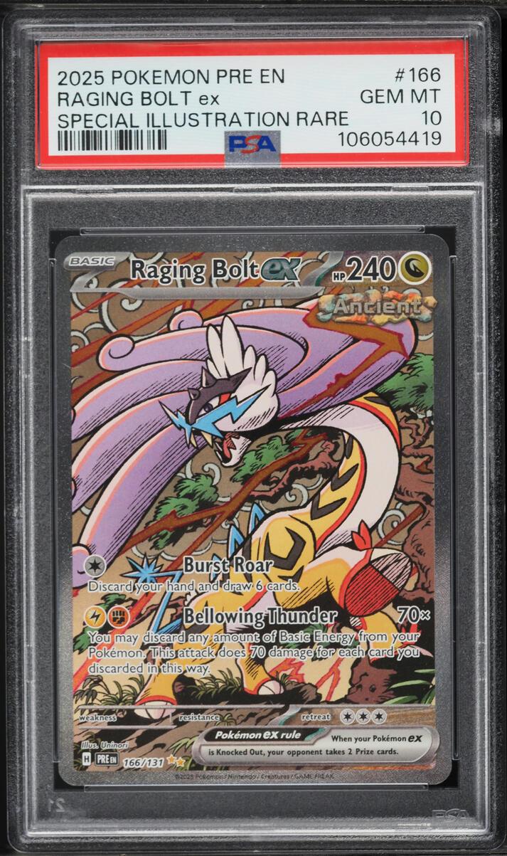 2025 Pokemon Scarlet & Violet Prismatic Evolutions SIR Raging Bolt ex #166 PSA 10 GEM MINT