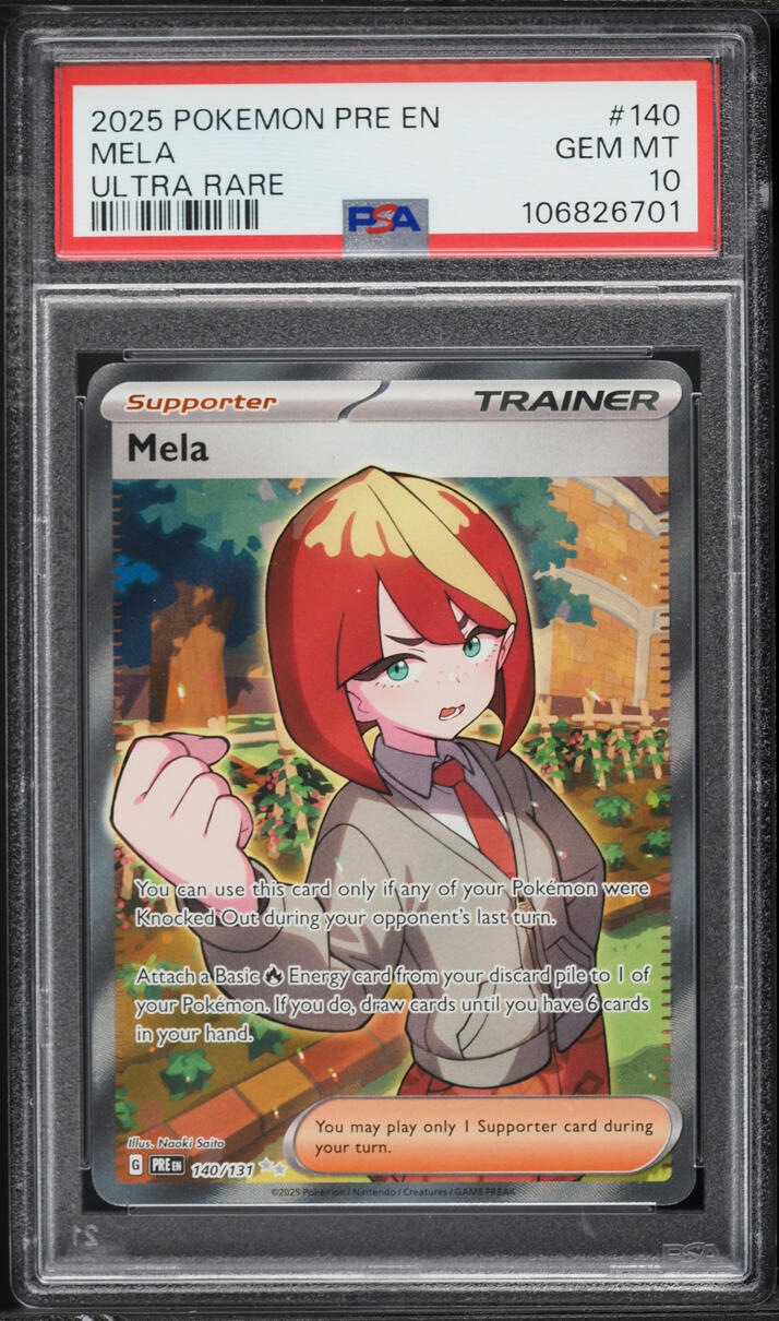 2025 Pokemon Scarlet & Violet Prismatic Evolutions Full Art Mela #140 PSA 10 GEM MINT