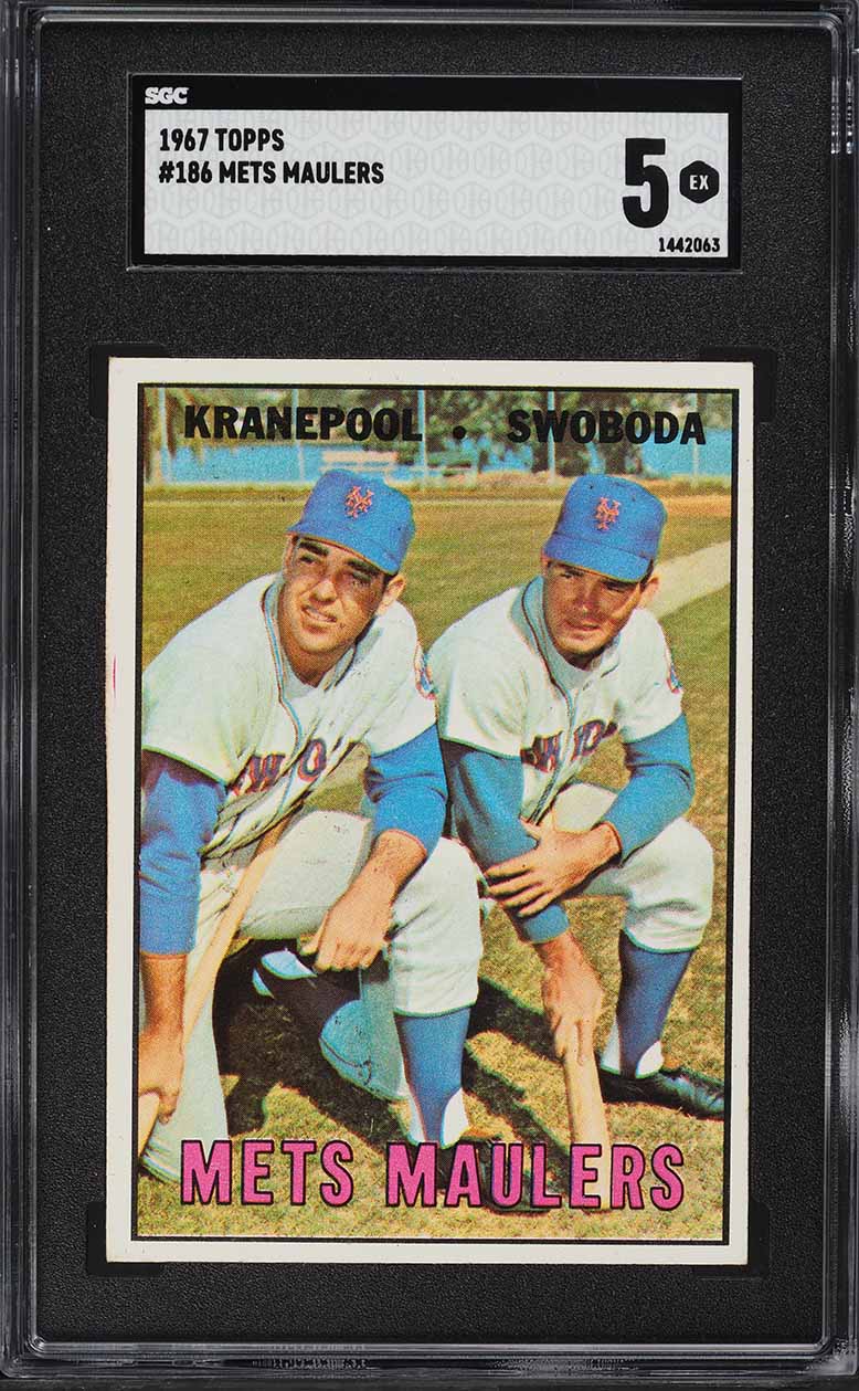 1967 Topps Ed Kranepool & Ron Swoboda METS MAULERS #186 SGC 5 EX