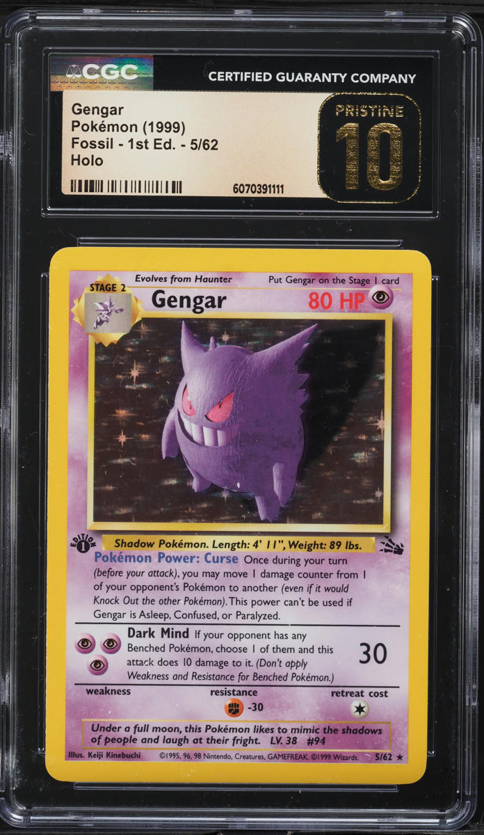 1999 Pokemon Fossil 1st Edition Holo Gengar #5 CGC 10 PRISTINE