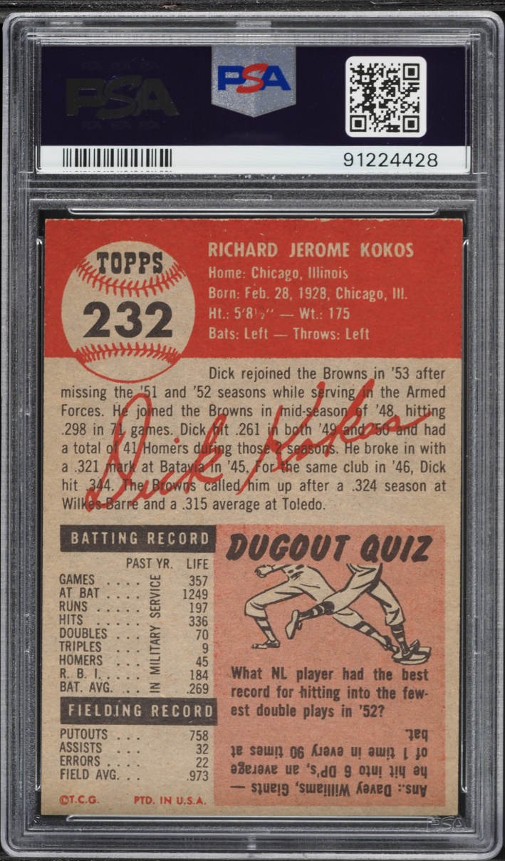 1953 Topps Dick Kokos #232 PSA 5 EX