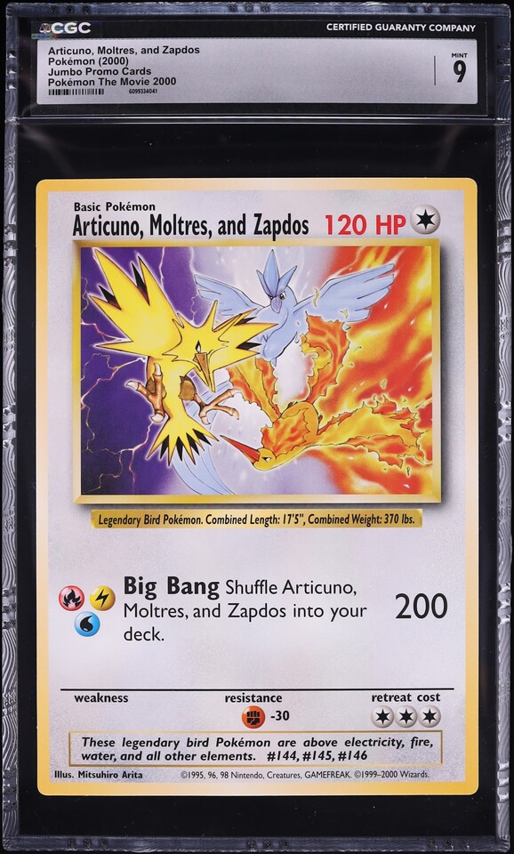 2000 Pokemon Promo The Movie Jumbo Articuno Moltres & Zapdos CGC 9 MINT