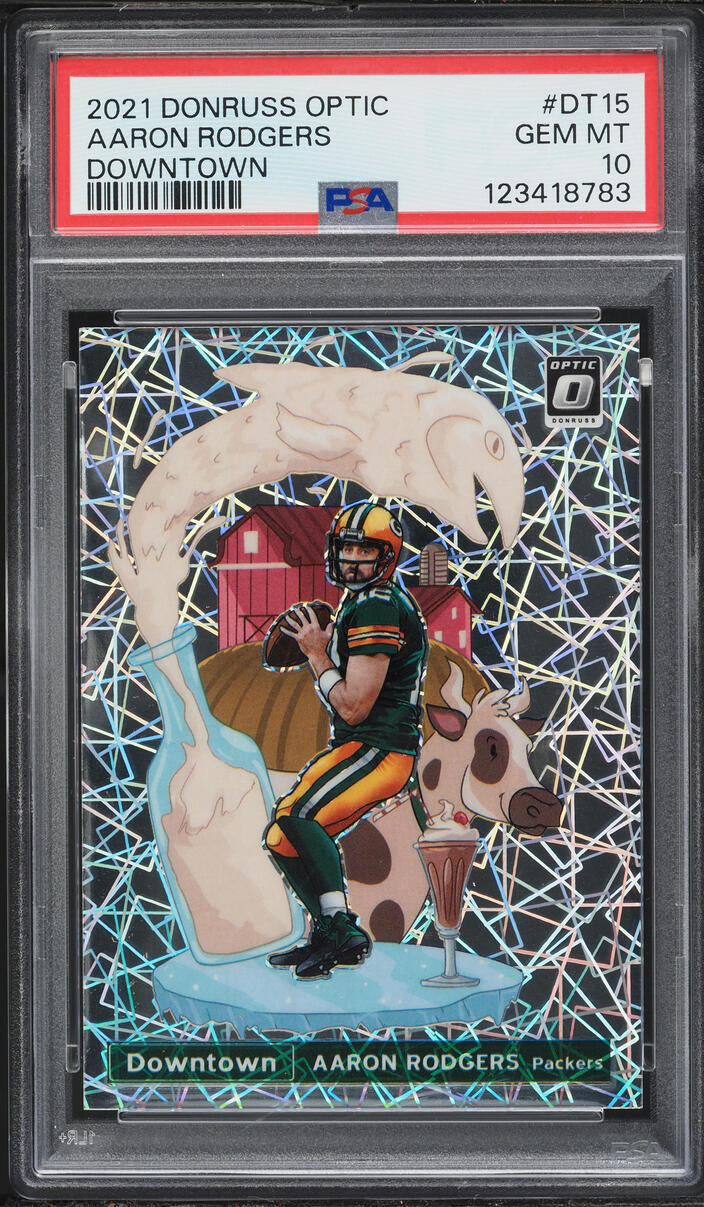 2021 Donruss Optic Downtown! Aaron Rodgers #DT-15 PSA 10 GEM MINT
