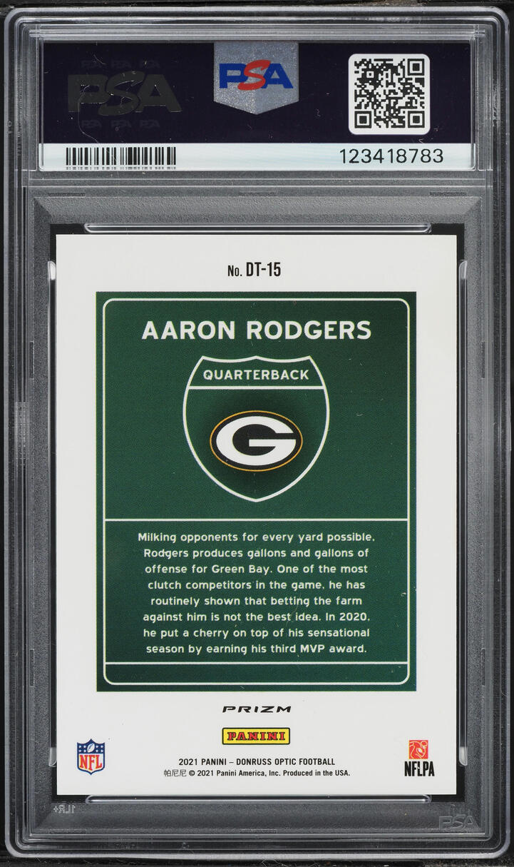 2021 Donruss Optic Downtown! Aaron Rodgers #DT-15 PSA 10 GEM MINT