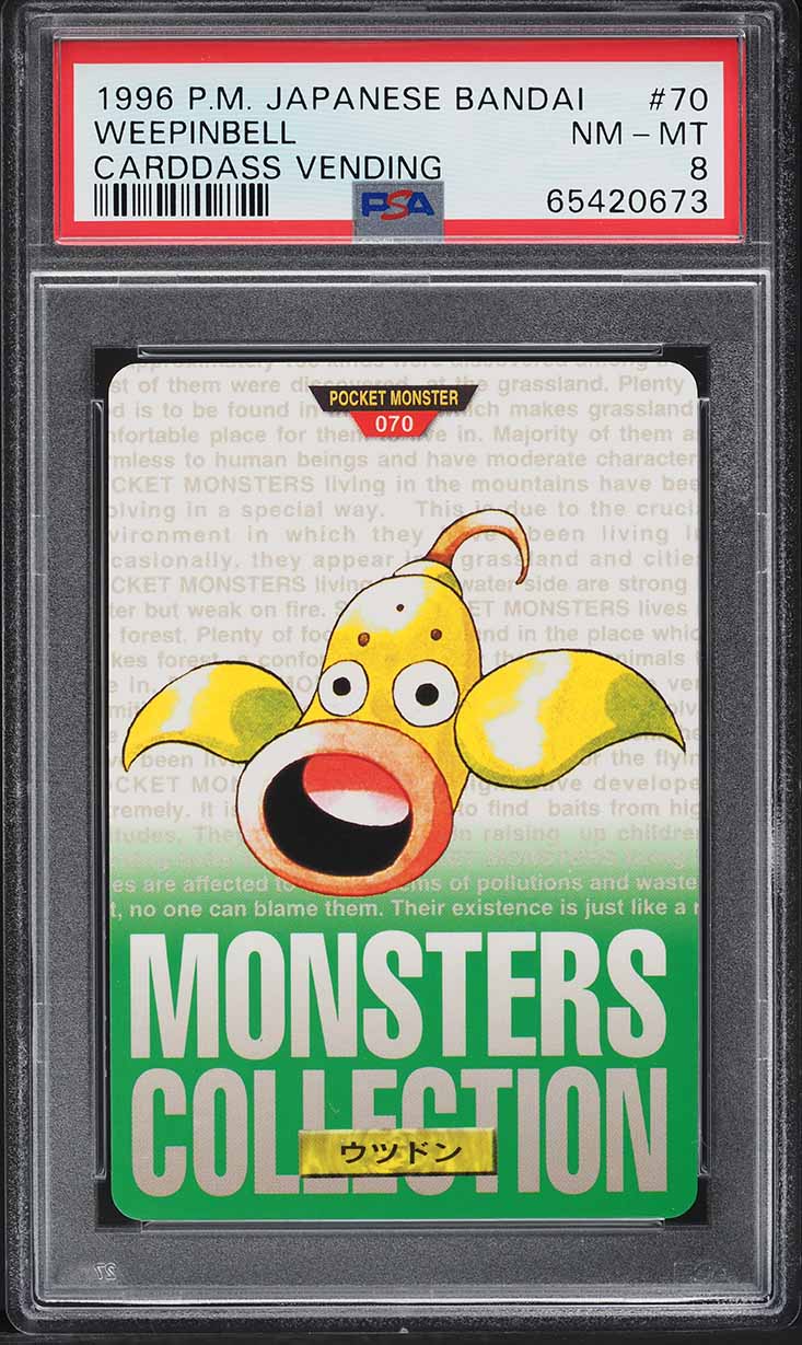 1996 Pokemon Japanese Bandai Carddass Vending Weepinbell #70 PSA 8 NM-MT