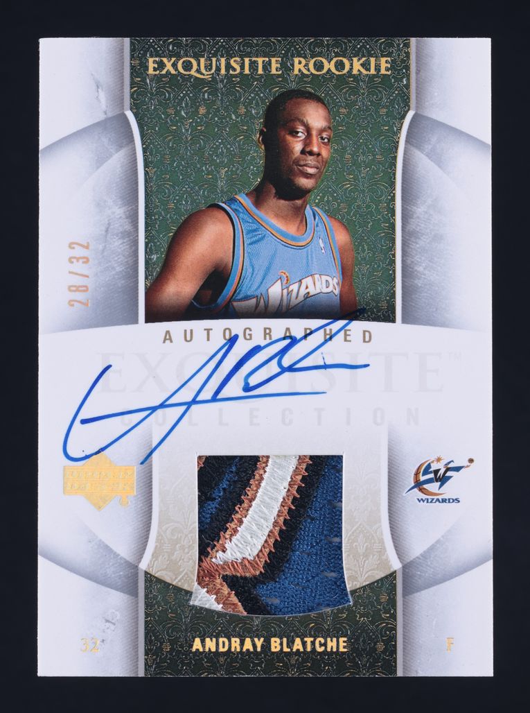 2005 Exquisite Collection Gold Andray Blatche ROOKIE PATCH AUTO /32 #80-AP MBA AUTH