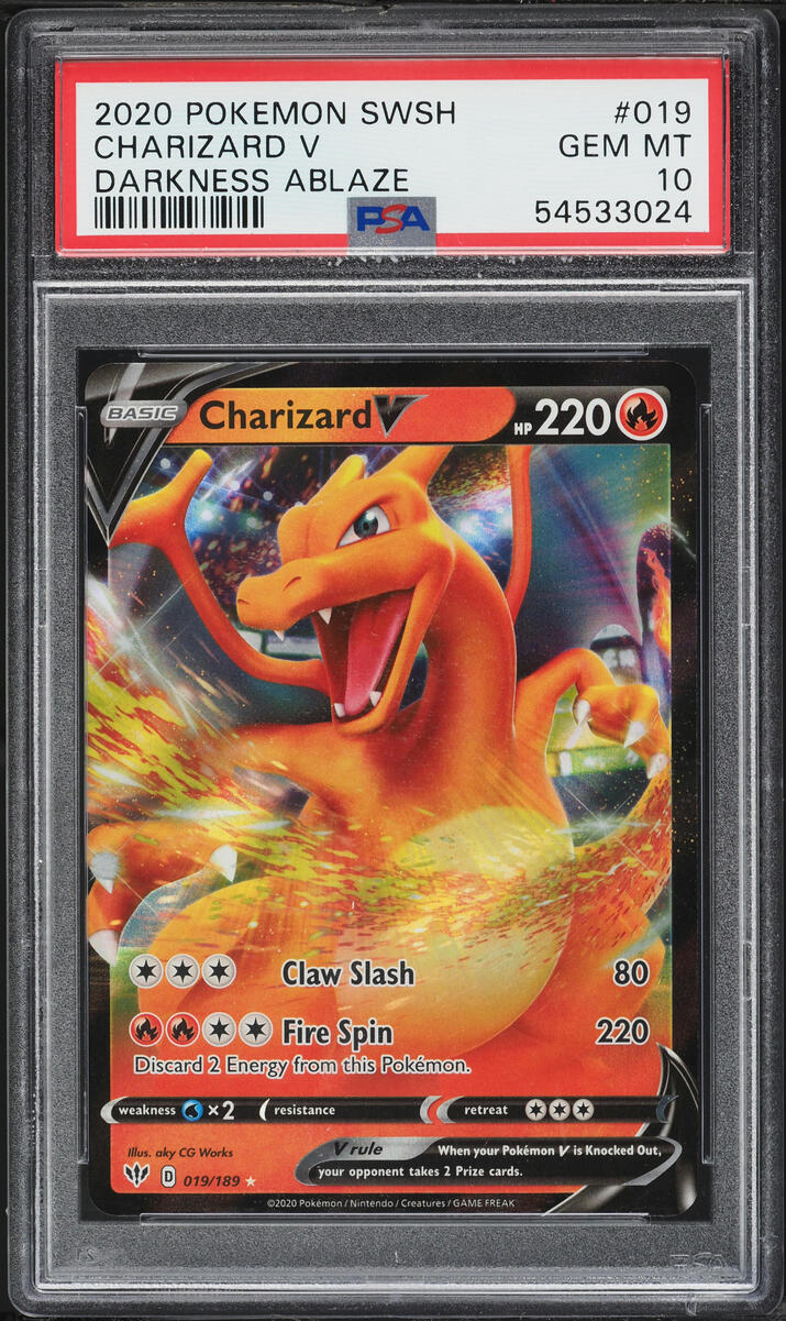 2020 Pokemon Sword & Shield Darkness Ablaze Holo Charizard V #19 PSA 10 GEM MINT